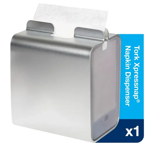 Tork Xpressnap N4 Napkin Dispenser 5.91X7.1X8.23 IN Silver Metal Tabletop Tork Xpressnap N4 Napkin Dispenser 5.91X7.1X8.23 IN Silver Metal Tabletop