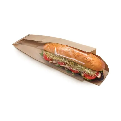 Bagcraft Dubl View ToGo! Hoagie & Sub Bag 4.25X2.75X16.5 IN Wax Coated Paper PET Kraft With Tray With Window - pack of 250 Bagcraft Dubl View ToGo! Hoagie & Sub Bag 4.25X2.75X16.5 IN Wax Coated Paper PET Kraft With Tray With Window - pack of 250
