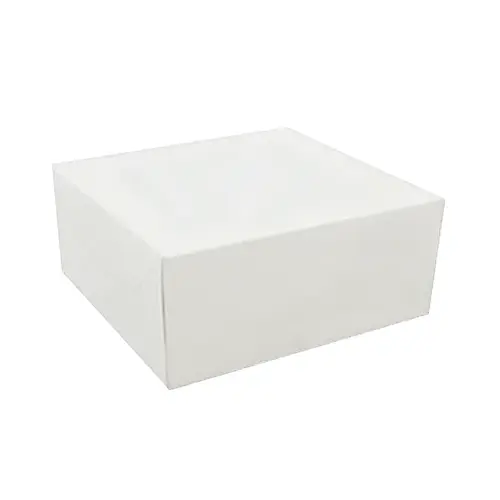 Easy Lock Cake Box 12X12X5.5 IN SUS Paperboard CRB White Square Lock Corner 1-Piece - pack of 100 Easy Lock Cake Box 12X12X5.5 IN SUS Paperboard CRB White Square Lock Corner 1-Piece - pack of 100
