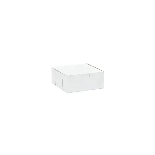 Easy Lock Cake Box 7X7X3 IN SUS Paperboard CRB White Square Lock Corner 1-Piece - pack of 250 Easy Lock Cake Box 7X7X3 IN SUS Paperboard CRB White Square Lock Corner 1-Piece - pack of 250