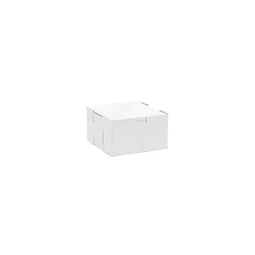 Easy Lock Cake Box 7X7X4 IN SUS Paperboard CRB White Square Lock Corner 1-Piece - pack of 250 Easy Lock Cake Box 7X7X4 IN SUS Paperboard CRB White Square Lock Corner 1-Piece - pack of 250