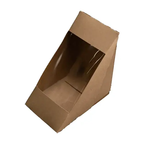 Sandwich Wedge Take-Out Box 2.969X4.703X0.703 IN With Window - pack of 300 Sandwich Wedge Take-Out Box 2.969X4.703X0.703 IN With Window - pack of 300