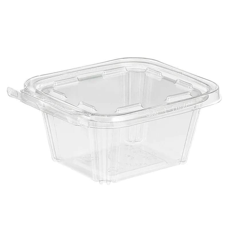 Inline Plastics TS16 Safe-T-Fresh Deli Container Hinged With Flat Lid 16 OZ RPET Clear Rectangle - pack of 240