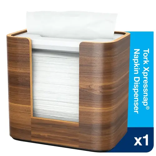 Tork Xpressnap N4 Napkin Dispenser 5.5X8X7.6 IN Walnut Plastic Wood Tork Xpressnap N4 Napkin Dispenser 5.5X8X7.6 IN Walnut Plastic Wood