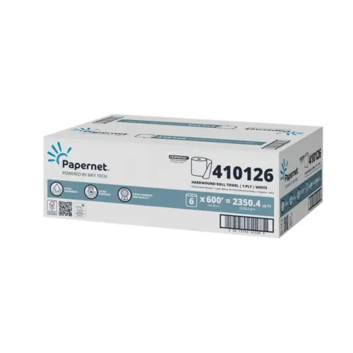 Papernet Dry Tech Roll Paper Towel 600 FT 1PLY White Hardwound - pack of 6 Papernet Dry Tech Roll Paper Towel 600 FT 1PLY White Hardwound - pack of 6