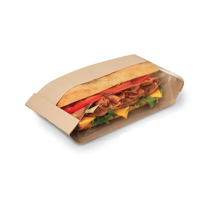 Novolex 300097 Bagcraft Dubl View ToGo! Hoagie & Sub Bag 4.25X2.75X11.75 IN Wax Coated Paper PET Kraft With Tray With Window - pack of 250