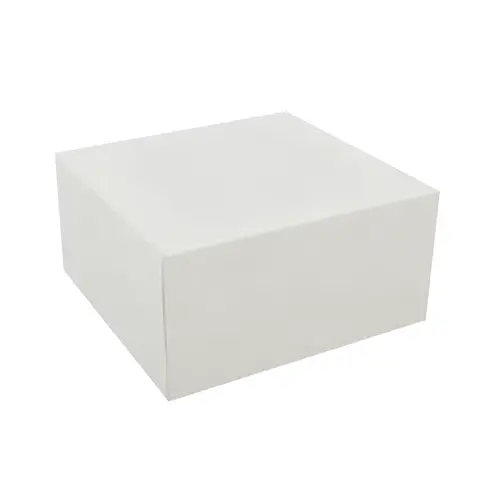 Easy Lock Cake Box 8X8X2.5 IN SUS Paperboard CRB White Square Lock Corner 1-Piece - pack of 250 Easy Lock Cake Box 8X8X2.5 IN SUS Paperboard CRB White Square Lock Corner 1-Piece - pack of 250