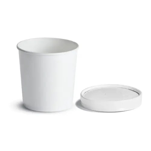 Soup Food Container Base & Lid Combo 16 OZ Paperboard White Round Tall Vented - pack of 250 Soup Food Container Base & Lid Combo 16 OZ Paperboard White Round Tall Vented - pack of 250