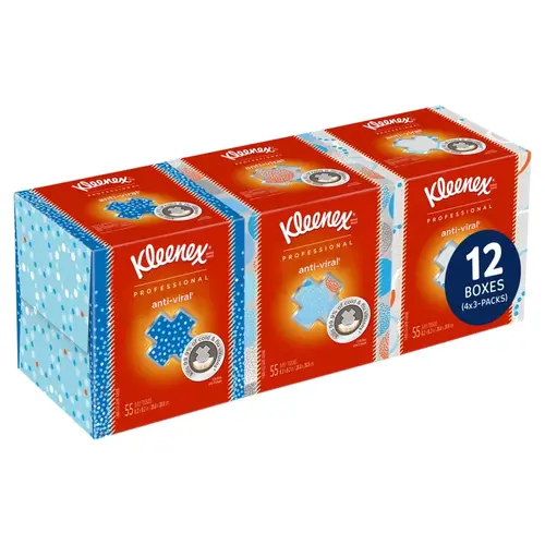 Kleenex Anti-Viral Facial Tissue 8.2X8.2 IN 3PLY White Boutique 3-Pack Bundle - pack of 12 Kleenex Anti-Viral Facial Tissue 8.2X8.2 IN 3PLY White Boutique 3-Pack Bundle - pack of 12