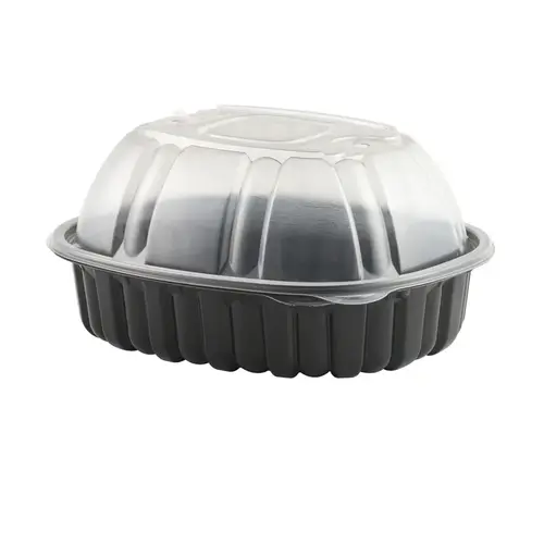 Roasted Chicken Container & Lid Combo Roaster With Dome Lid Large (LG) 9.38X7.45X4.5 IN PP Black Clear - pack of 170 Roasted Chicken Container & Lid Combo Roaster With Dome Lid Large (LG) 9.38X7.45X4.5 IN PP Black Clear - pack of 170