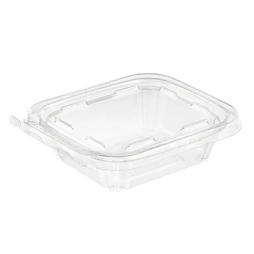 Safe-T-Fresh Deli Container Hinged With Flat Lid 8 OZ RPET Clear Rectangle - pack of 240 Safe-T-Fresh Deli Container Hinged With Flat Lid 8 OZ RPET Clear Rectangle - pack of 240