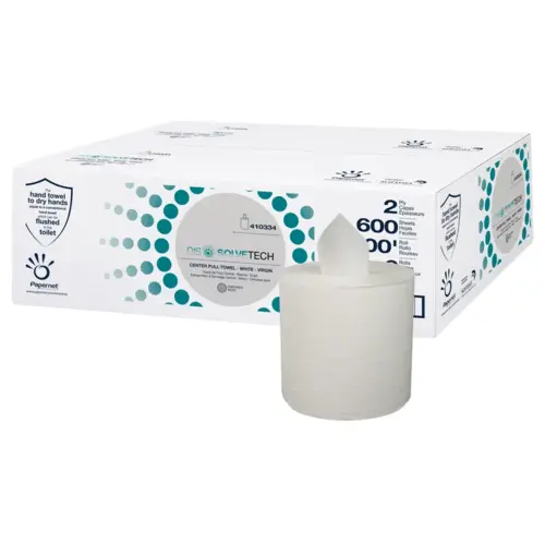 Dissolve Tech Roll Paper Towel 500 FT 2PLY Virgin Pulp Centerpull 2.91IN Core Diameter White - pack of 6 Dissolve Tech Roll Paper Towel 500 FT 2PLY Virgin Pulp Centerpull 2.91IN Core Diameter White - pack of 6