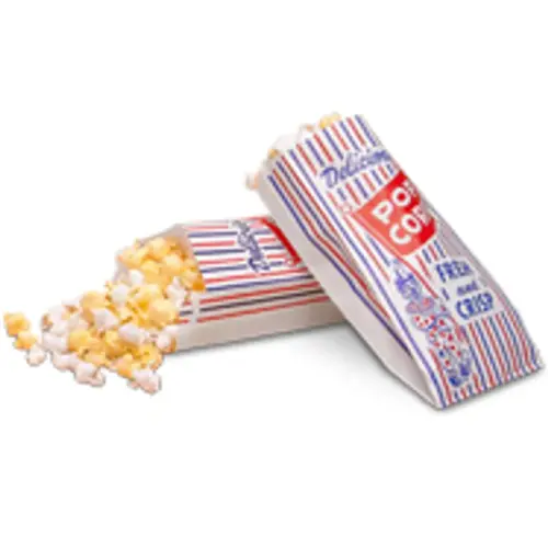 Bagcraft Popcorn Bag 4X1.5X8 IN Paper Poly Blend White Clown Pinch Bottom - pack of 1000 Bagcraft Popcorn Bag 4X1.5X8 IN Paper Poly Blend White Clown Pinch Bottom - pack of 1000
