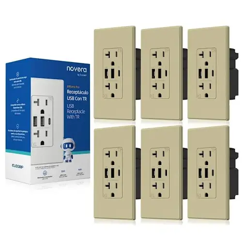 30w 6.0 Amp 3-Port USB Wall Outlet, Matte Ivory - pack of 6 30w 6.0 Amp 3-Port USB Wall Outlet, Matte Ivory - pack of 6