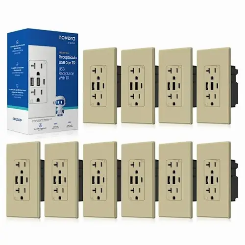 30w 6.0 Amp 3-Port USB Wall Outlet, Matte Ivory - pack of 10 30w 6.0 Amp 3-Port USB Wall Outlet, Matte Ivory - pack of 10