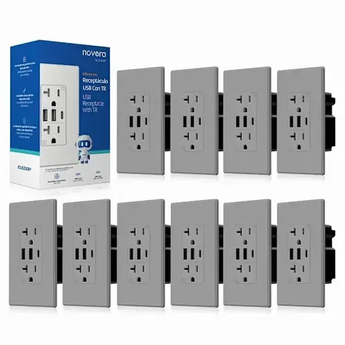 30w 6.0 Amp 3-Port USB Wall Outlet, Matte Gray - pack of 10 30w 6.0 Amp 3-Port USB Wall Outlet, Matte Gray - pack of 10
