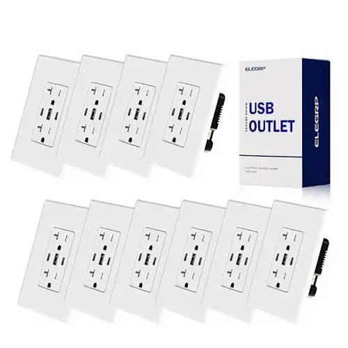3-Port USB Wall Outlet, Dual Type C & A Ports, Matte White - pack of 10 3-Port USB Wall Outlet, Dual Type C & A Ports, Matte White - pack of 10