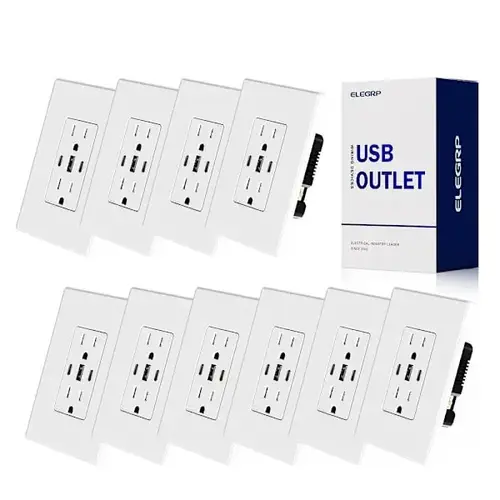 30w 6.0 Amp 3-Port USB Wall Outlet, Matte White - pack of 10 30w 6.0 Amp 3-Port USB Wall Outlet, Matte White - pack of 10