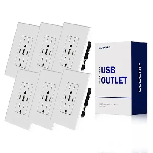 30w 6.0 Amp 3-Port USB Wall Outlet, Matte White - pack of 6 30w 6.0 Amp 3-Port USB Wall Outlet, Matte White - pack of 6
