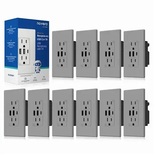 30w 6.0 Amp 3-Port USB Wall Outlet, Matte Gray - pack of 10 30w 6.0 Amp 3-Port USB Wall Outlet, Matte Gray - pack of 10
