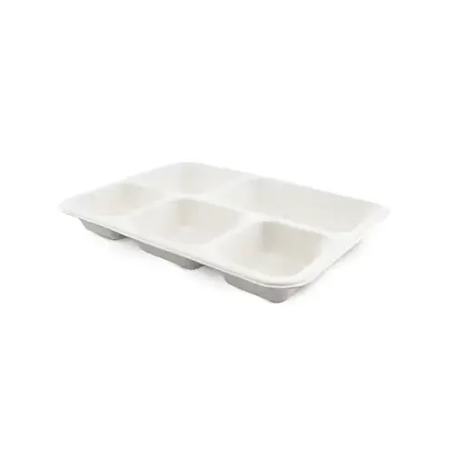Bagasse 5 Compartment Meal Tray - pack of 500 Bagasse 5 Compartment Meal Tray - pack of 500