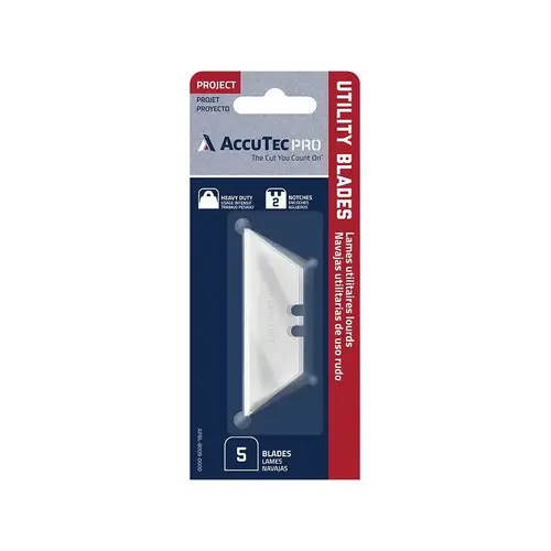 AccuTec PRO Heavy-Duty Utility Blade, 6 in L, HCS, Two Facet, Two Notch Edge - pack of 5 AccuTec PRO Heavy-Duty Utility Blade, 6 in L, HCS, Two Facet, Two Notch Edge - pack of 5