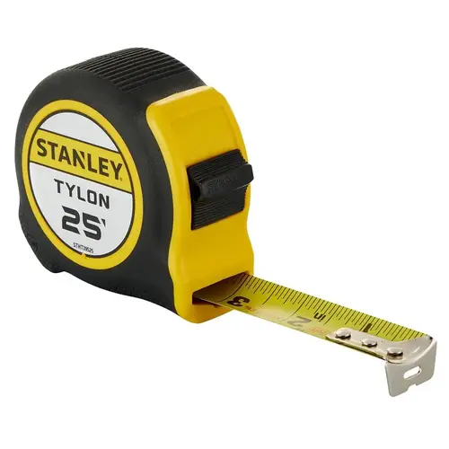 STANLEY Tylon Tape Measure, 25 ft L Blade, 1 in W Blade, ABS/Rubber Case STANLEY Tylon Tape Measure, 25 ft L Blade, 1 in W Blade, ABS/Rubber Case