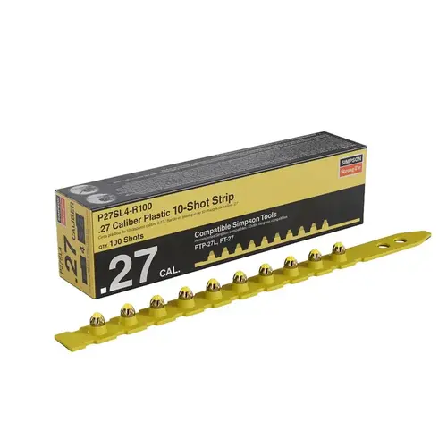 Simpson Strong-Tie Strip Load, 0.27 Caliber, Power Level: 4, Yellow Code, 10-Load - pack of 100 Simpson Strong-Tie Strip Load, 0.27 Caliber, Power Level: 4, Yellow Code, 10-Load - pack of 100