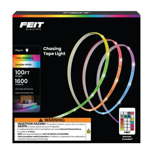 Feit Electric Color Chasing and Tunable Tape Light, 100/240 V, 24 W, LED Lamp, RGB/Tunable White Feit Electric Color Chasing and Tunable Tape Light, 100/240 V, 24 W, LED Lamp, RGB/Tunable White