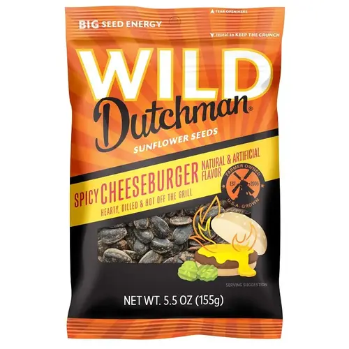 WILD Dutchman Roasted Sunflower Seed, Spicy Cheeseburger, 5.5 oz Bag WILD Dutchman Roasted Sunflower Seed, Spicy Cheeseburger, 5.5 oz Bag