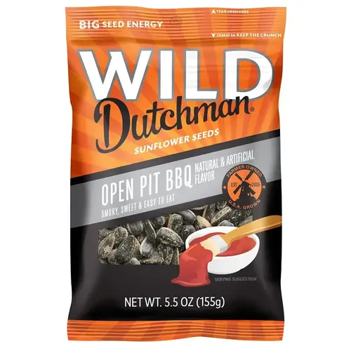 WILD Dutchman Roasted Sunflower Seed, Open Pit BBQ, 5.5 oz Bag WILD Dutchman Roasted Sunflower Seed, Open Pit BBQ, 5.5 oz Bag