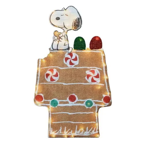 Productworks LLC Peanuts Snoopy and Gingerbread Doghouse Yard Decor, Fabric/Metal, Multi-Color, LED Productworks LLC Peanuts Snoopy and Gingerbread Doghouse Yard Decor, Fabric/Metal, Multi-Color, LED