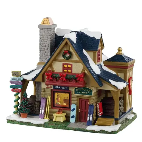 Lemax Christmas Decor, 6.89 in H, Havenwood Lodge, Porcelain, LED Lemax Christmas Decor, 6.89 in H, Havenwood Lodge, Porcelain, LED
