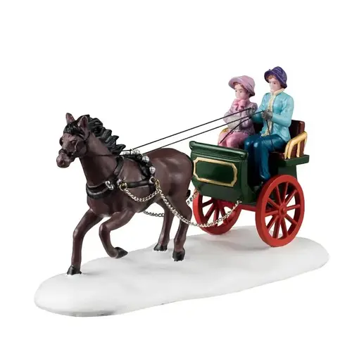 Lemax Christmas Decor, 3.15 in H, Winter Carriage Ride, Resin Lemax Christmas Decor, 3.15 in H, Winter Carriage Ride, Resin