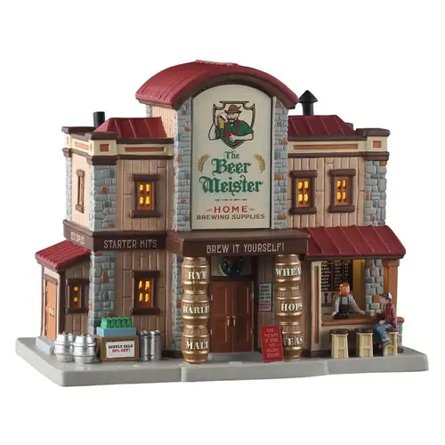 Lemax Christmas Decor, 6.89 in H, The Beer Meister Home Brewing Supplies, Porcelain, LED Lemax Christmas Decor, 6.89 in H, The Beer Meister Home Brewing Supplies, Porcelain, LED
