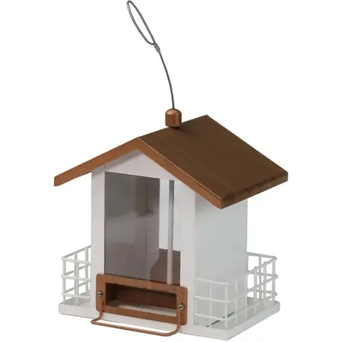 Heath Combo Bird Feeder, House, Seed, Seed Cakes, Suet Cakes, 2-Port/Perch, Plastic, White, 8-1/2 in H, Hanging Heath Combo Bird Feeder, House, Seed, Seed Cakes, Suet Cakes, 2-Port/Perch, Plastic, White, 8-1/2 in H, Hanging