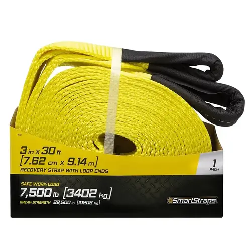 SmartStrap Recovery Strap, 7500 lb, 3 in W, 30 ft L, Loop End, Nylon, Yellow SmartStrap Recovery Strap, 7500 lb, 3 in W, 30 ft L, Loop End, Nylon, Yellow