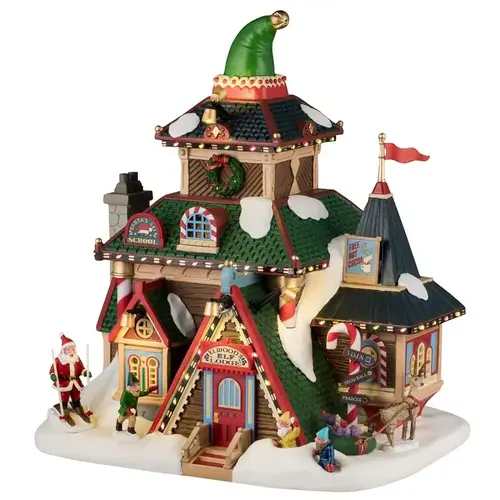 Lemax Christmas Decor, 8.86 in H, Elwoods Elf Lodge, Resin, LED Lemax Christmas Decor, 8.86 in H, Elwoods Elf Lodge, Resin, LED