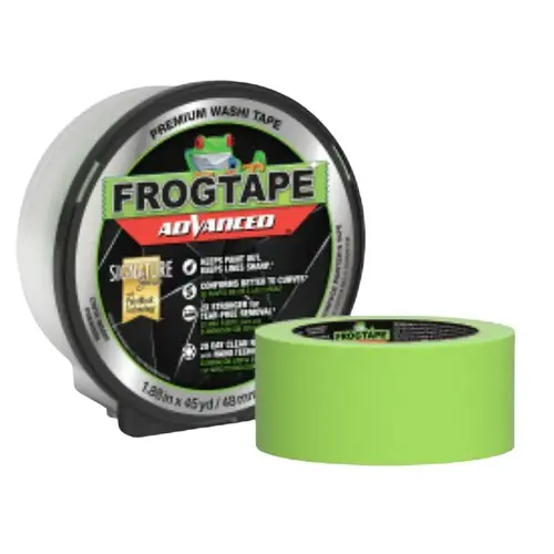FrogTape Medium Strength Painter's Tape, 45 yd L, 1.88 in W, Washi Paper Backing, Green FrogTape Medium Strength Painter's Tape, 45 yd L, 1.88 in W, Washi Paper Backing, Green