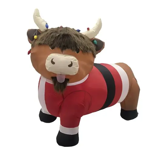 Santas Forest Inflatable Christmas Highlander Cow, 3-1/2 ft H, Polyester, Brown/White, Internal Light Santas Forest Inflatable Christmas Highlander Cow, 3-1/2 ft H, Polyester, Brown/White, Internal Light