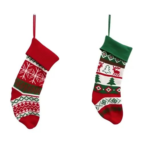 Santas Forest Christmas Stocking Knitted Santas Forest Christmas Stocking Knitted