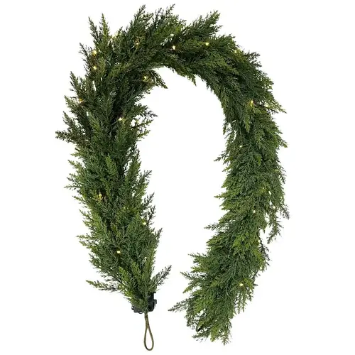 Santas Forest Cedar Garland Pre-Lit, 6 ft L Santas Forest Cedar Garland Pre-Lit, 6 ft L