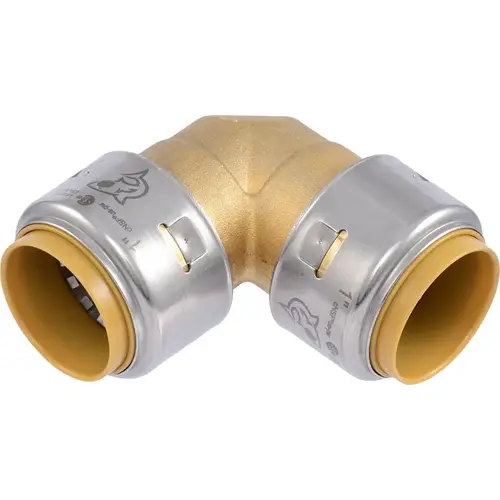 SharkBite Max Series Push-to-Connect Elbow, 1 in, 90 deg Angle, Brass/Stainless Steel, 400 psi Pressure SharkBite Max Series Push-to-Connect Elbow, 1 in, 90 deg Angle, Brass/Stainless Steel, 400 psi Pressure