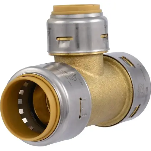 SharkBite Max Series Reducing Tee, 1 x 3/4 in, Push-To-Connect, Brass/Stainless Steel, 400 psi Pressure SharkBite Max Series Reducing Tee, 1 x 3/4 in, Push-To-Connect, Brass/Stainless Steel, 400 psi Pressure