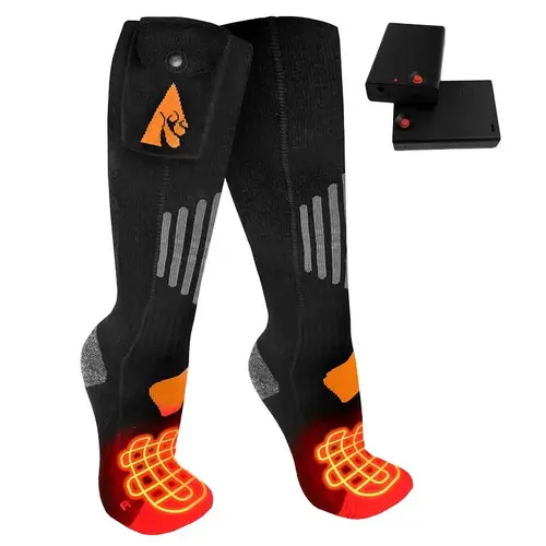 ActionHeat AH-SK-AA-03-S-M Heated Socks, Unisex, S/M, Cotton/Spandex/Wool, Black ActionHeat AH-SK-AA-03-S-M Heated Socks, Unisex, S/M, Cotton/Spandex/Wool, Black