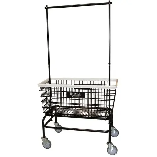 Large Wire Laundry Cart, Double Hanger Included Large Wire Laundry Cart, Double Hanger Included