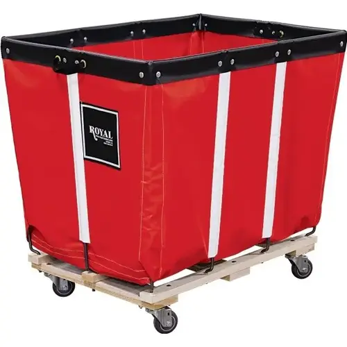 14 Bushel Red Vinyl Permanent Liner Basket Truck, Wood Base 14 Bushel Red Vinyl Permanent Liner Basket Truck, Wood Base