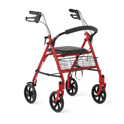 Steel Rollator W/8" Wheels Knockdown Red Steel Rollator W/8" Wheels Knockdown Red