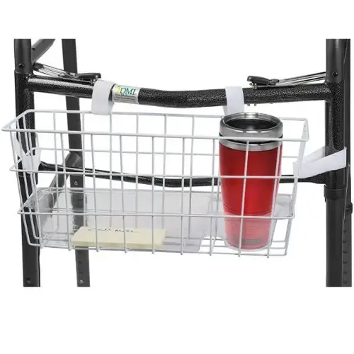 Universal Walker Basket With Plastic Insert Tray/Cup Holder, White Universal Walker Basket With Plastic Insert Tray/Cup Holder, White