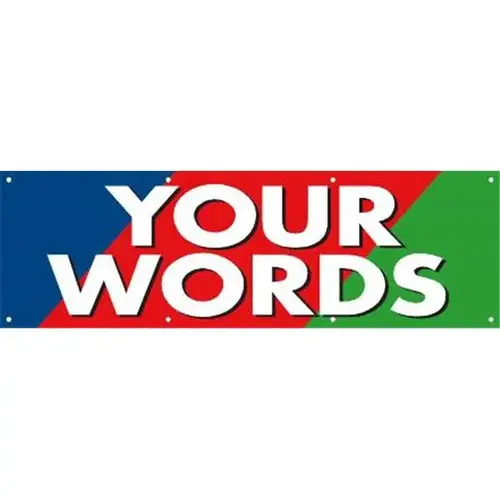 Horizontal Semi-Custom Banner, Blue/Red/Green, 10 ft X 3 ft Horizontal Semi-Custom Banner, Blue/Red/Green, 10 ft X 3 ft